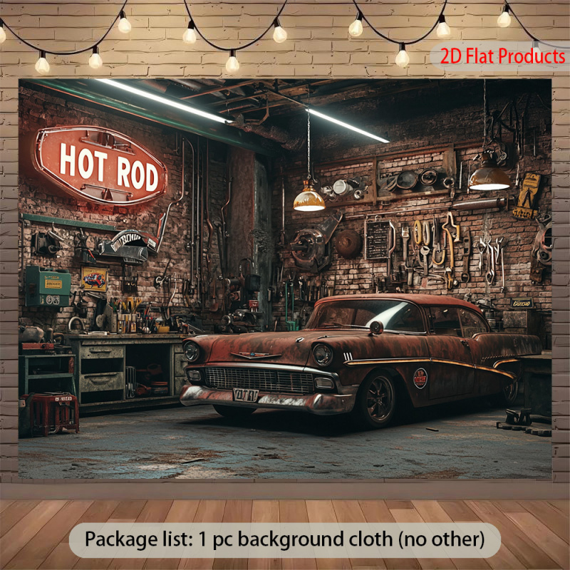 Tło z banerem w stylu vintage  – Auto Repair Shop Background recenzja i cena