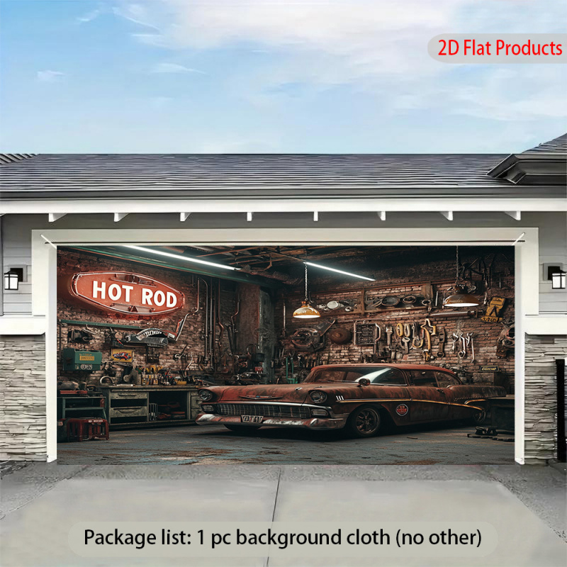 Tło z banerem w stylu vintage  – Auto Repair Shop Background recenzja i cena